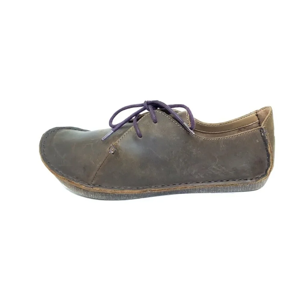 Clarks Unstructured Janey Mae Beeswax Leather Lace-Up Shoes Womens Size US 7.5
